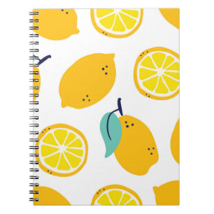 Lemons fruits seamless pattern notebook