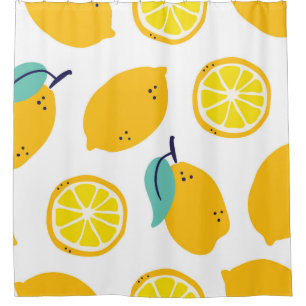 Lemons fruits seamless pattern shower curtain