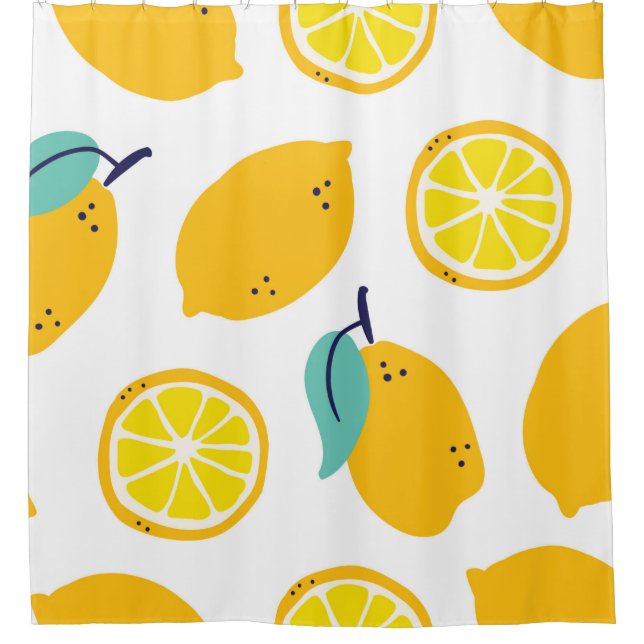 Lemons fruits seamless pattern shower curtain (Front)