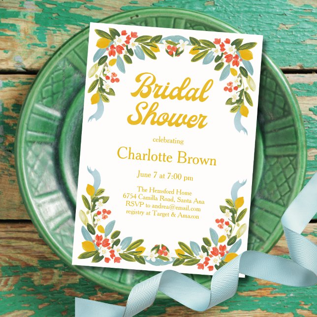 Lemons Garland Bridal Shower Invitation (Creator Uploaded)