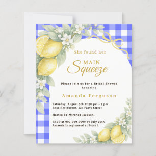 Lemons gingham squeeze Bridal Shower invitation