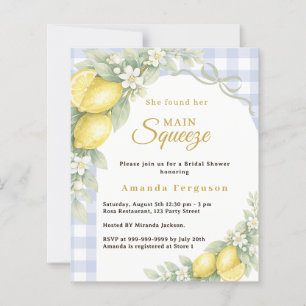 Lemons gingham squeeze Bridal Shower invitation