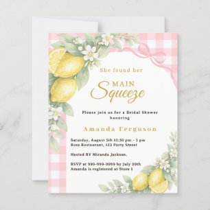 Lemons gingham squeeze Bridal Shower invitation