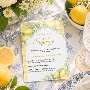 Lemons gingham squeeze Bridal Shower invitation