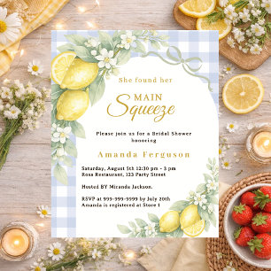 Lemons gingham squeeze Bridal Shower invitation