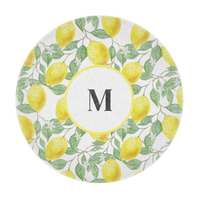 Lemons Glass Cutting Board (Front)