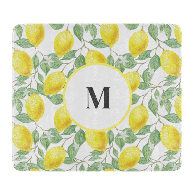 Lemons Glass Cutting Board (Front)