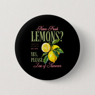 Lemons graphic vintage farm fresh aesthetic summer 6 cm round badge