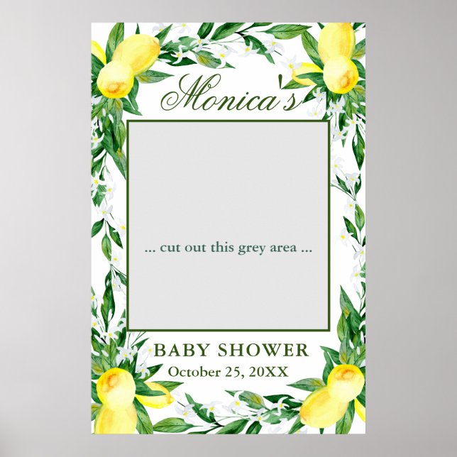 Lemons Greenery Blossom  Baby Shower Photo Prop Poster (Front)
