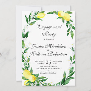 Lemons Greenery Blossom Engagement Party Invitation