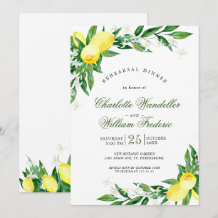 Lemons Greenery Blossom Rehearsal  Dinner Invitation