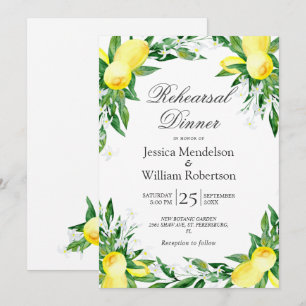 Lemons Greenery Blossom Rehearsal Dinner Invitation