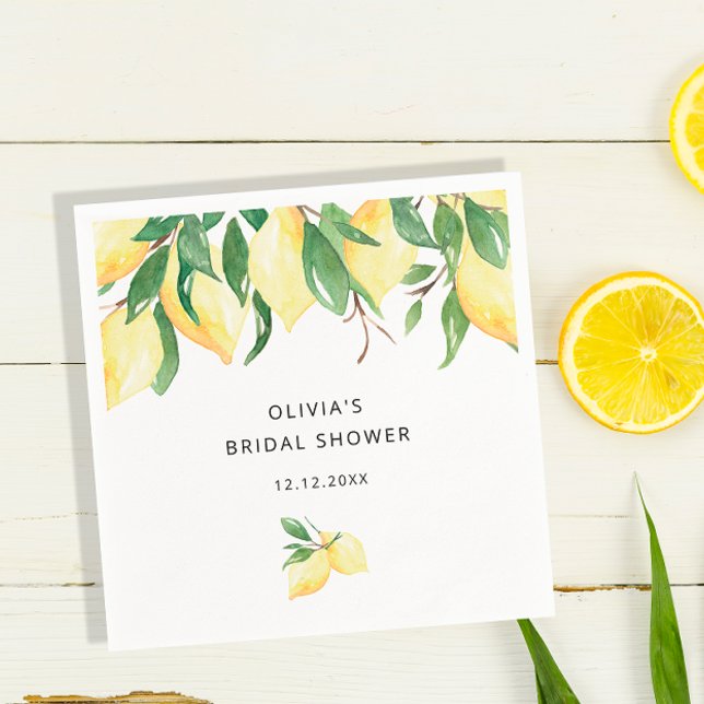 Lemons Greenery Bridal Shower Napkins (Creator Uploaded)