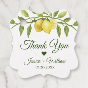 Lemons & Greenery Chic Wedding Thank You round Favour Tags