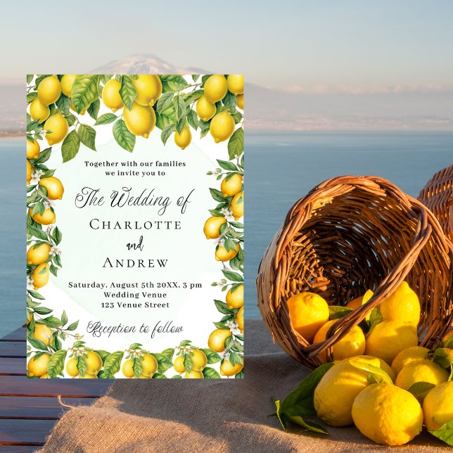 Lemons greenery elegant luxury wedding invitation (Creator Uploaded)