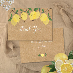 Lemons Greenery Floral Rustic Kraft Boho Thank You Card