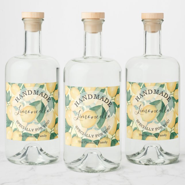 Lemons Greenery Handmade Limoncello Liquor Bottle Label (Bottles)