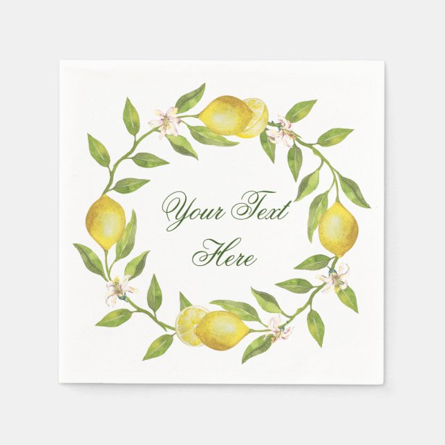 Lemons & Greenery PARTY Paper Napkin (Front)