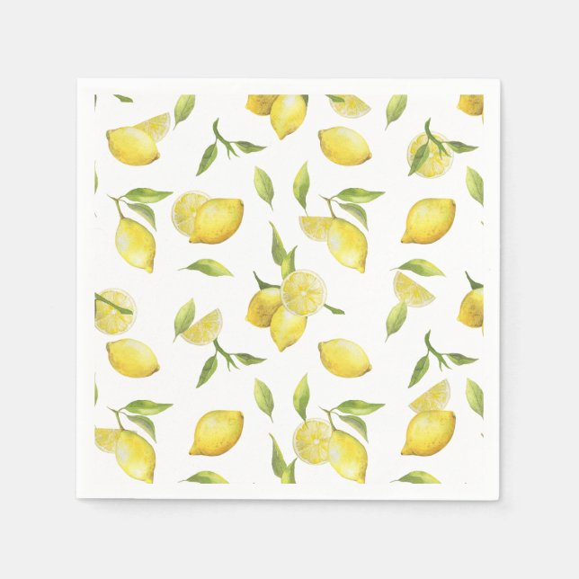 Lemons & Greenery PARTY Paper Napkin (Front)