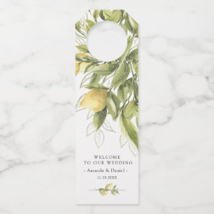 Lemons Greenery Rustic Wedding Bottle Hanger Tag