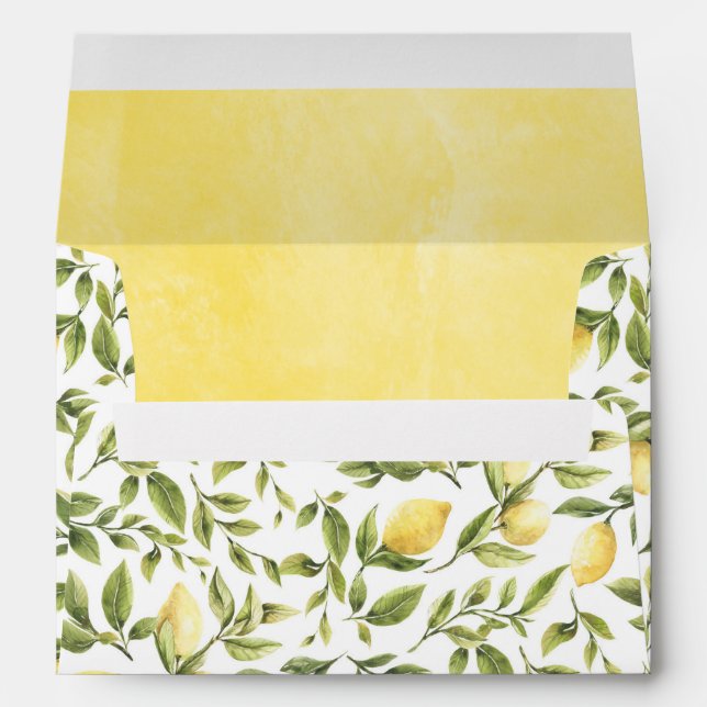 Lemons Greenery Watercolor Yellow Green Envelope (Back (Bottom))