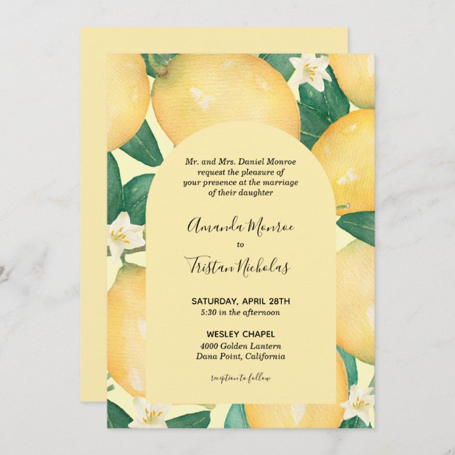 Lemons Greenery Wedding All in One Invites (Front/Back)