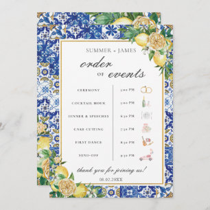 Lemons Greenery Wedding Order of Event Welcome Programme