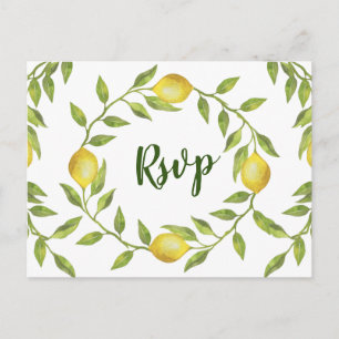 Lemons & Greenery Wedding RSVP with Meal Choice Postcard