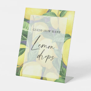 Lemons - guess how many lemon drops pedestal sign