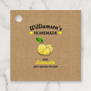 Lemons Homemade Limoncello Burlap Rustic Wedding Favour Tags