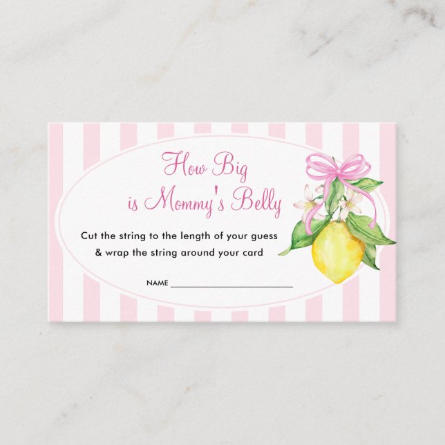 Lemons How Big is Mummy's Belly Game Ticket Enclosure Card (Front)