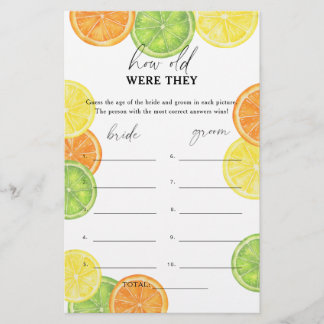 Lemons - How old were they bridal game