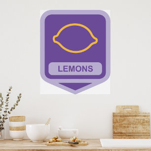 Lemons Icon Fruit Symbol Poster