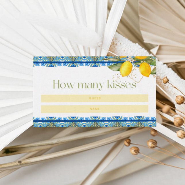 Lemons Italian Tiles Summer Bridal Shower Kisses Enclosure Card (Creator Uploaded)
