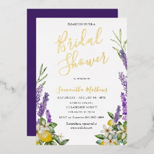 Lemons & Lavender Gold Typography Bridal Shower