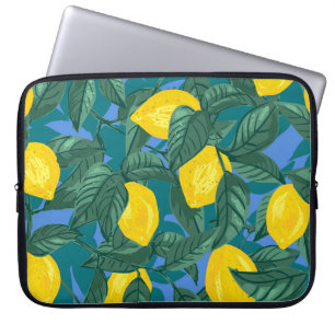 Lemons, leaves: citrus tropical pattern. laptop sleeve