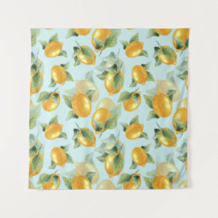 Lemons Leaves: Watercolor Seamless Print Tapestry