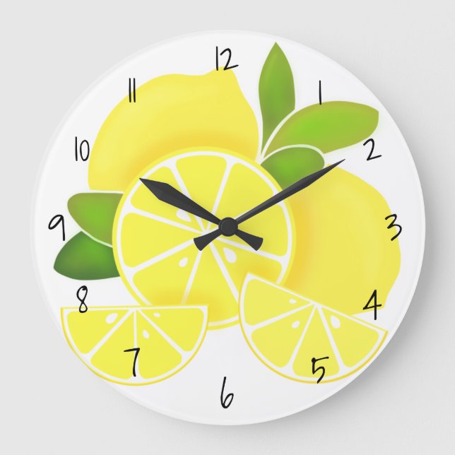 Lemons | lemon slices | sunny citrus fruit  large clock (Front)