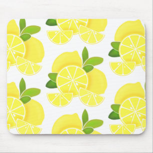 Lemons lemon slices sunny citrus pattern mouse pad