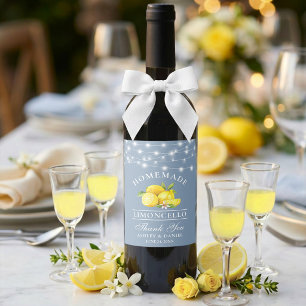Lemons Lights Dusty Blue Limoncello Bottle Label