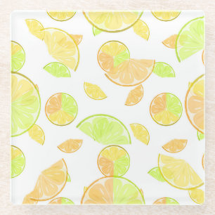 lemons lime orange slices fruit citrus nature glass coaster