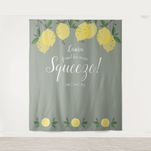 Lemons Main Squeeze Green Bridal Shower Backdrop Tapestry