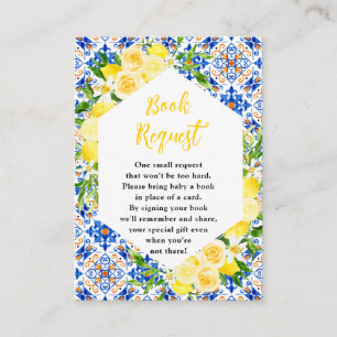 Lemons Mediterranean Baby Shower Book Request Enclosure Card