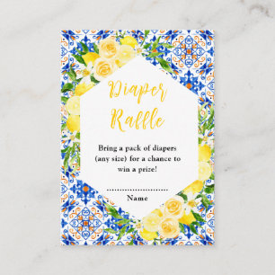 Lemons Mediterranean Baby Shower Diaper Raffle Enclosure Card