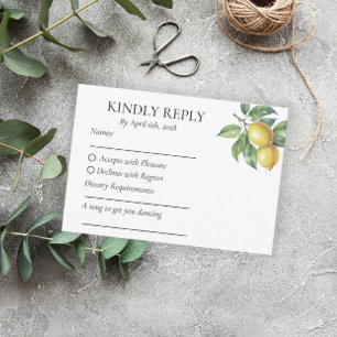 Lemons Mediterranean Sicilian Destination Wedding RSVP Card
