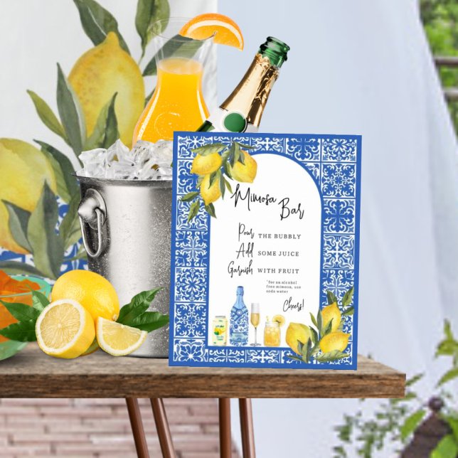 Lemons & Mediterranean Tile Shower Mimosa Bar Sign (Creator Uploaded)