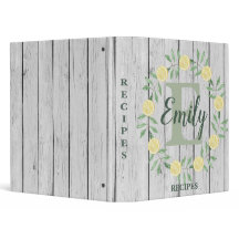 Lemons Monogram Custom Recipe Book 3 Ring Binder