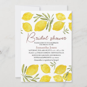Lemons Olive branch Yellow Rustic Bridal Shower Invitation