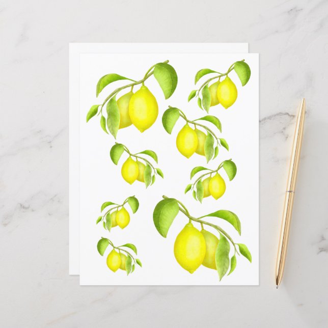 Lemons on a Branch 2 Scrapbook Paper (Front/Back In Situ)