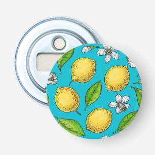 Lemons on blue bottle opener